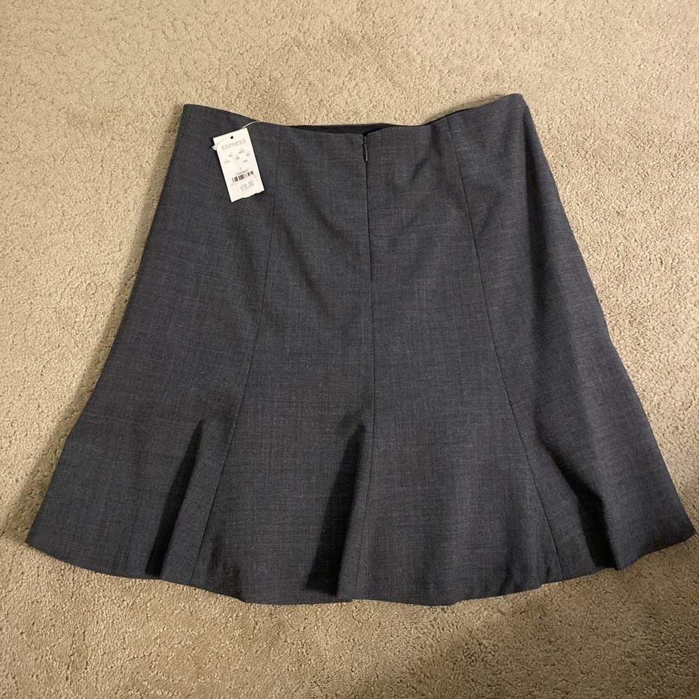 NWT EXPRESS MINI FLARED SKIRT GRAY LINED BACK ZIPPER WOOL SPANDEX SIZE 2 - Picture 12 of 14